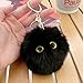 TVRTFQ Cute Cat Head Plush Keychains Cool Black Cat Pom Pom Keychain Creative Animal Car Keychain - Mini Cartoon Kawaii Backpack Pendant Birthday Fashion Gift for Women (1, Black)