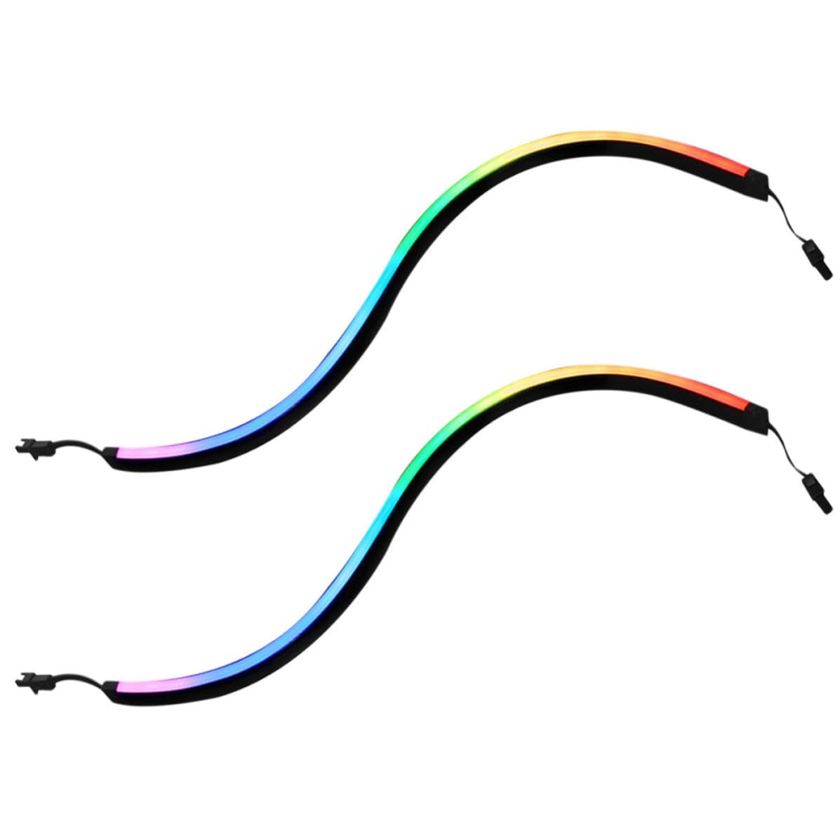 Argb LED Lichtleiste für Computergehäuse 5v, 400mm, 2 Stück | 28 Leds, 3-pin Buchse und Stecker, Schwarze Abs Ausführung, mit Klebestreifen