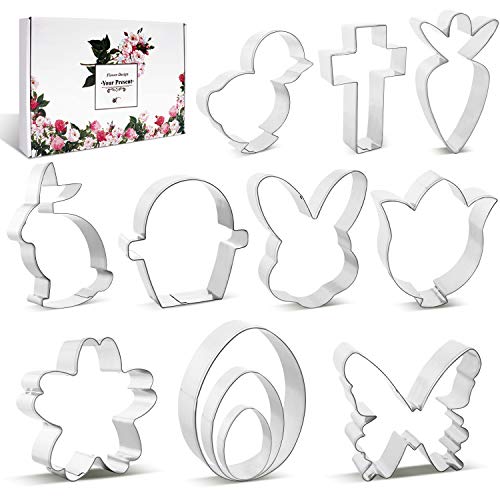 12 Pieces Easter Cookie Cutters Set Enlarged Including 3 Sizes Easter Egg, 2