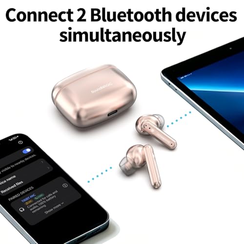 Image of SoundMAGIC T80BT ANC True Wireless Earbuds with Hi-Res Audio,Hibrid Active Noise Cancelling, ENC Call Clarity, 20H Playtime, IPX5 Waterproof, Ultra-Comfy Fit for Sports /Work /Gaming (Pink)