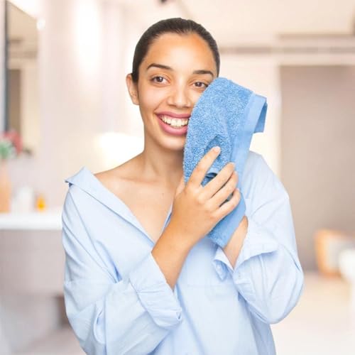 Image of QUBA LINEN 100% Cotton Washcloth Set - Soft, Absorbent Face Towels for Bathroom & Gym Use - Reusable, Durable, Machine Washable Wash Cloths - Multi-Color, 12x12 Inches, Pack of 12