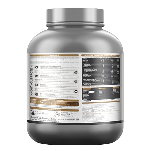Image of MuscleBlaze Biozyme Gold 100% Whey Protein Powder, Double Rich Chocolate (2kg / 4.4lbs) & Micronised Creatine Monohydrate CreAMP, Citrus Blast (30 Servings, 120g) | Combo Pack