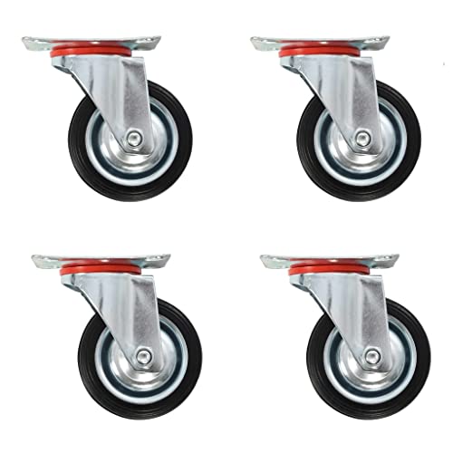 Roulettes pivotantes silencieuses en caoutchouc 75 mm lot de 4 roues pour protéger le sol