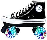 JianJud Unisex Casual Canvas Rollschuhe, Glänzende Zweireihige Rad-Quad-Rollschuhe Für Mädchen Perfekte Indoor-Outdoor-Rollschuhe Für Damen Und Herren C,41