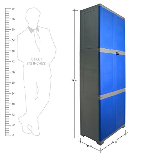 Image of Cello Novelty Large Plastic Cupboard with lock(Blue and Grey)