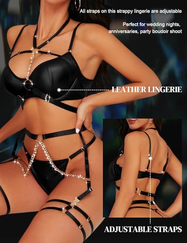 BEINF Damen Dessous Sets Sexy Spitze V Babydoll mit Morgenmantel Halterung Nachthemd Nachtwäsche, Tanga Set, Strümpfe, 4 Stück