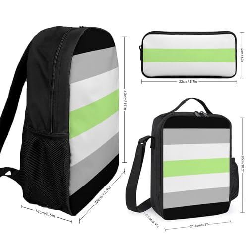 Agender Flag Large Travel Backpacks Carry on Backpack Weekender Bag with 2 Storage Pockets for Men And Women2