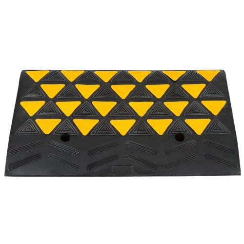 Guardian KR36R 6" H Single Rubber Curb Ramp for Driveways, Curbs, Job Sites - 60,000 lb. Capacity - Hi-Vis Yellow Treads