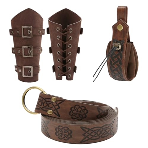 Renaissance Accessoires Herren | Medieval Festival Gürteltasche, Leder Accessoires Vintage Bauchtasche für Festival Cosplay Mittelalter Event Renaissance Fest, café, ver descripción, Ver descripción