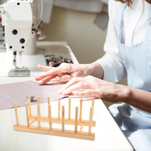 Image of STOBOK Sewing Storage Rack Wood Thread Racks Wooden Thread Holder Sewing Thread Rack Holder Embroidery Thread Rack Yarn Holder Dispenser Crochet Yarn Ball Holder Solid Wood Tool