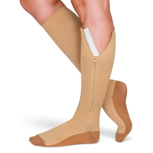 TheraMagic™ Zipper Compression Socks for Men & Women, 20-30mmHg Closed Toe Graduated Zippered Compression Stocking