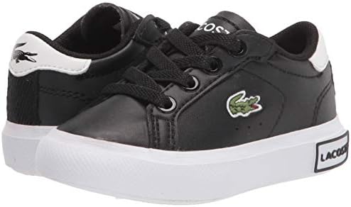 Lacoste unisex child Kid's Powercourt Sneaker, Black/White, 8 Toddler US | Image 6
