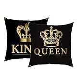OBSEDE Crowns of The King and Queen Throw Pillow Covers 18 × 18 in, Set of 2, Couch Cushion Cases Inserts for Sofa Bed Living Room Spring Outdoor, Single Side Print