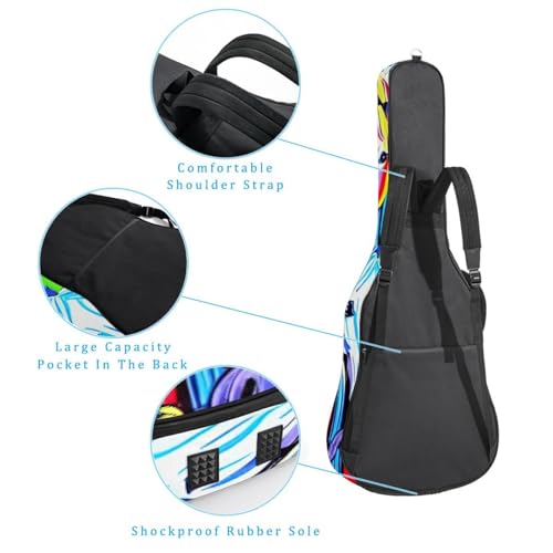Housse de guitare en tissu Oxford épais rembourré avec boucle de suspension et sangle de cou Motif abeille et marguerite 101,6 cm, Multicolore 5., 42.9×16.9×4.7 in, Sac de transport tendance pour - Les Beatles, Paul McCartney, John Lennon, RIngo Starr, George Harrison Housse de guitare en tissu Oxford épais rembourré avec boucle de suspension et sangle de cou Motif abeille et marguerite 101,6 cm, Multicolore 5., 42.9x16.9x4.7 in, Sac de transport tendance pour – Image 4
