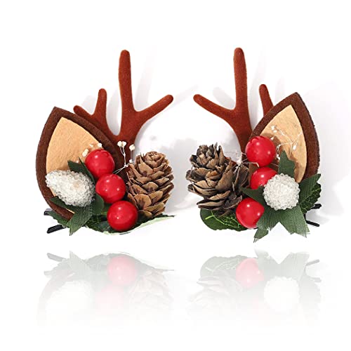 Bartosi Christmas Hair Clips Reindeer Antlers Hair Pins Xmas Party Cosplay Hairpin Christmas Hair Accessories For Adults And Children (Pack Of 2) #TOP25