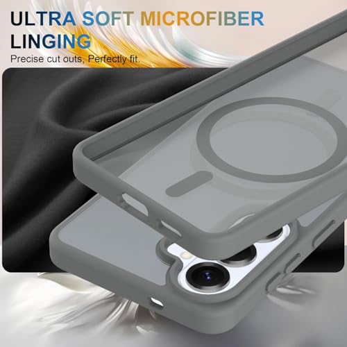 Image of Elzzi Magnetic Magsafe Case for Samsung Galaxy S26 5G Cover, Compatible with MagSafe Translucent Matte Hard PC + TPU Hybrid Back Cover, Slim Shock-Resistant Protective Case (Grey)