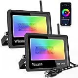 Wixann LED RGB Flood Light Outdoor 40W 4000LM, Smart WiFi Flood Light Work with Alexa, IP66 Timing&M