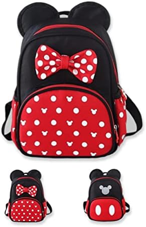 Cute Mini Backpacks, Red Cartoon Bag, Mouse Ears Bowknot Travel Daypack