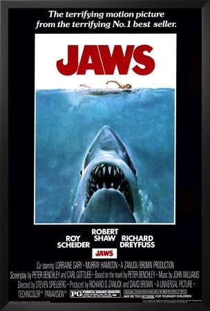 Framed Jaws - Steven Speilberg - Movie 36x24 Art Print Poster Wall Decor