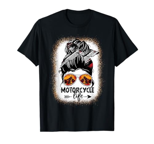 Leopard Messy Bun Biker Girl Tee