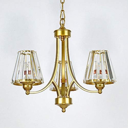 Chandelier de chambre rustique chic en fer forgé doré et verre ciselé