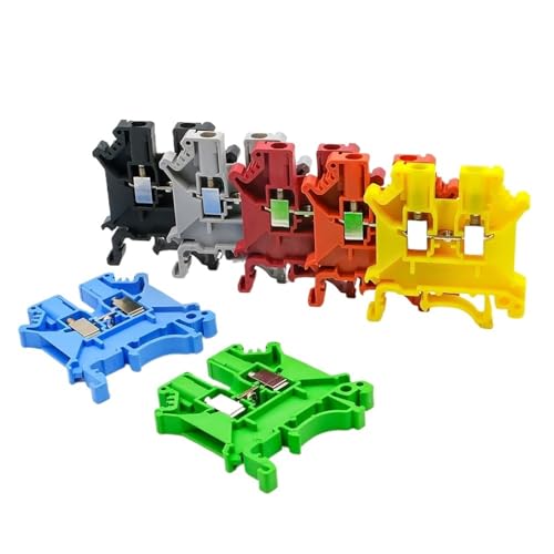 10Pcs UK3N DIN Rail Terminal Block, 32A 500-800V Double-Layer Screw-Type Compact Terminals with PA66/UL94V-0 for Industrial Pane(UK-3N-10 PCS-RED)