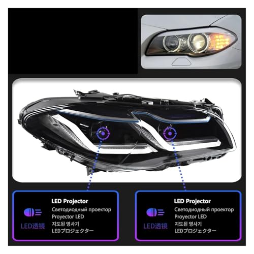 �Ԃ̃��C�g BMW F10 F18 5 �V���[�Y 2011-2016 LED �I�[�g�w�b�h���C�g�A�Z���u���A�b�v�O���[�h�ŐV M5 LHD RHD �A�N�Z�T���[(For 10-13 Halogen,RHD)