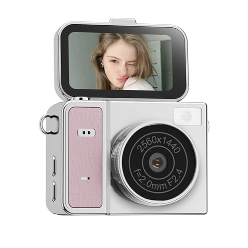 Caméra de poche 2K S162 rétro rose avec écran flip 1.47" pour transfert clé USB direct