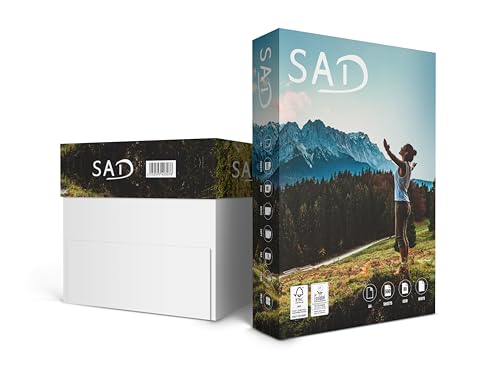 SAD Druckerpapier DIN A4 2500 Blatt, 80 g/m², Hochweiß CIE 161, Großpackung Universalpapier passend für alle Drucker, Premium Kopierpapier, FSC-zertifziert