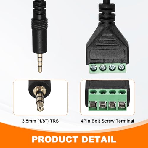 Cable audio Jack 3.5mm con terminal tornillo 30 cm pack 4 miniatura 4