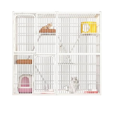 LumoLight 猫ハウス 快適なスペース 猫脱走防止 ペット用品 室内飼い 掃除しやすいネコ 室内用猫のゲージ 大型猫用ケージ 多頭飼い猫 取り外し可能な 猫ケージ 猫ハウス 室内用猫のゲージ 組立簡単 (二列大三段 142×54×130cm)