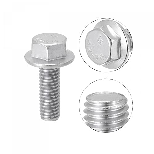 Image of uxcell M5x14mm Hex Serrated Flange Bolts Screws Metric Thread 304 Stainless Steel 25pcs