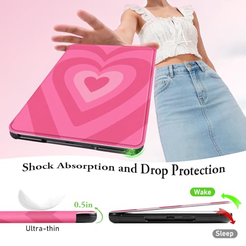 Image of CoBak Lightweight Stand Cute Case for 7 inch Kindle Paperwhite 12th Gen 2024 and Kindle Colorsoft with Right Hand Strap - Compatible with iPhone MagSafe, for Samsung /Anker Wireless Charging Pads