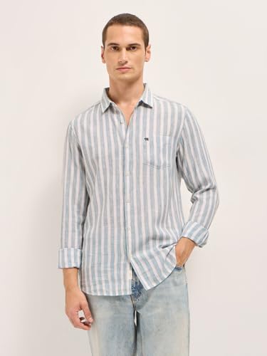 Image of THE Bear House Men's Slim Fit Black Cotton Solid Woven Shirt
