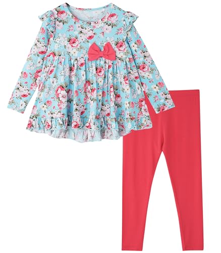 Image of Toddler Girls' Clothes-Viscose from Bamboo, Long Sleeve Ruffle Top with Pant Sets for Kids 2Pcs Fall Outfits 2T-6Y