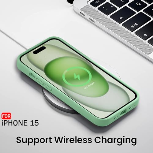 Image of TheGiftKart Liquid Silicone Back Cover Case for iPhone 15 | Soft Micro-Fibre Lining Inside | Camera & Screen Protection | Shockproof Back Cover for iPhone 15 (Silicone, Mint Green)