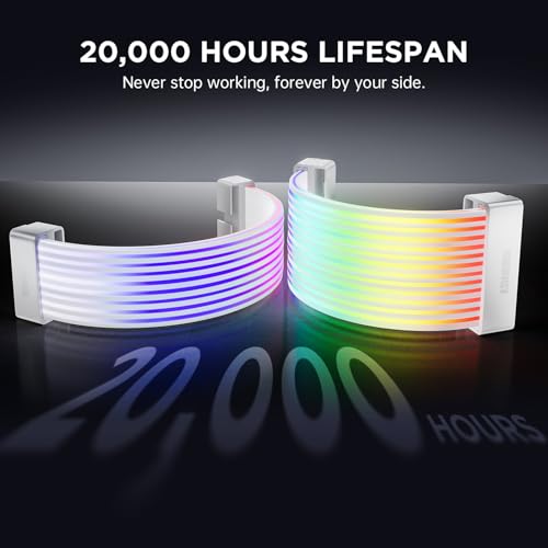 Image of AsiaHorse Aurora Addressable RGB Power Extension Cable Kit for Motherboard and GPU PC Cables, 5V 3Pin ARGB Sync, Fit for 12+4-Pin /8pin /24pin Cables (White)