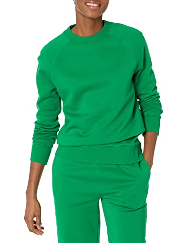 Amazon Essentials Women's Relaxed-Fit Crewneck Pullover Long-Sleeve Sweatshirt (Available in Plus Size), Green, X-Large