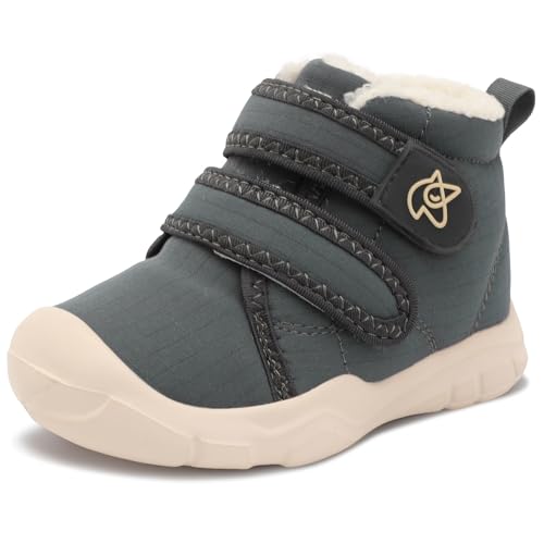 Image of LeIsfIt Toddler Boots Girls Boys Warm Winter Boots Cozy Plush Lining Winter Shoes Indoor Outdoor Faux Fur Booties