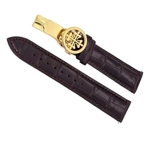Bracelet de montre en cuir véritable Patek Philippe marron 20mm