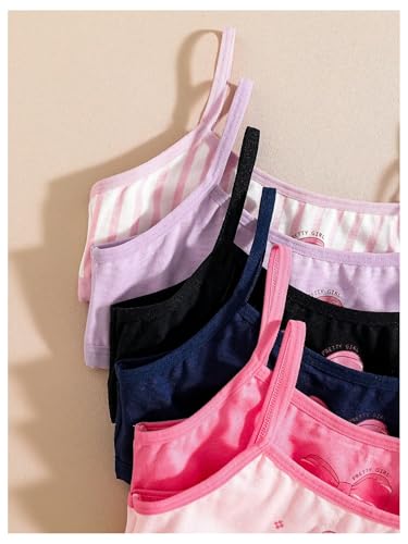 WDIRARA Girl's 6 Pack Cute Bow Print Bras Spaghetti Strap Wireless Seamless Bralettes4