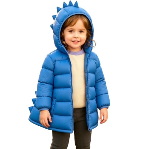 PXQIRMR Puffer Jacket Kids Cute Dinosaur Hooded Zip Front Coat - image 8