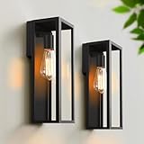 Paquete de 2 Lampara de Pared Exteriores, HORKEY Aplique de pared Negro Iluminación Impermeables IP65 E26/E27, Aluminio...