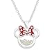Disney Birthstone Women and Girls Jewelry Minnie Mouse Silver Plated Shaker Pendant Necklace, 18+2" Extender Mickey's 90th Birthday Anniversary