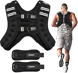 PACEARTH Weighted Vest Plus Size with Ankle/Wrist Weights 12 lbs Adjustable Body Weight Vest with Reflective Stripe Workout Equipment for Strength Training, Walking, Running for Men Women