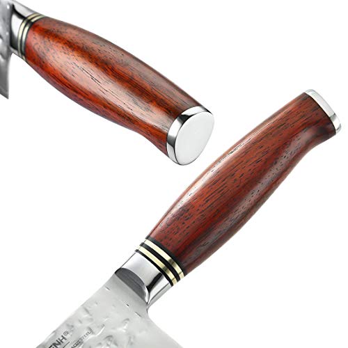 Yarenh Chef Knife, 6.5 Inch Nakiri Kitchen Vegetable Knife, Sharp Damascus Stainless Steel Blade,73 Layers, High Carbon,Full Tang, Dalbergia Wood Handle, Gift Box Packing,Htt-Series #TOP5