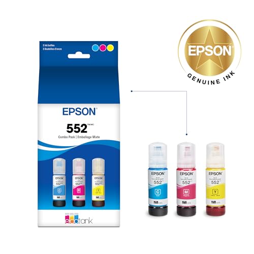 Image of Epson 552 EcoTank Ink Ultra-high Capacity Bottle Three Color CMY Combo Pack (T552620-S) Works with ET-8500, 8550