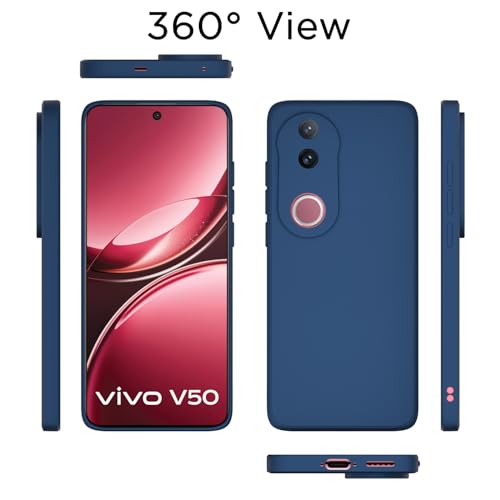 Image of Outlouders Back Cover for iQOO Z10R 5G / Vivo V50 5G / V50e 5G / Vivo T4R 5G | Camera Protection | Durable Soft Matte Silicone Bumper Case (Blue)
