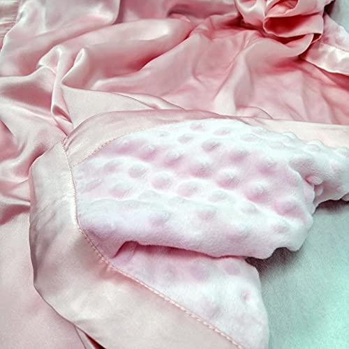 Image of Baby Soft Silk Blanket - 100% Mulberry Silk On One Layer with Minky Plush Dot Blanket Backing - Reversible Double Layer, Gift for Girls /Boys Best for Summer (28 x 40 inch, Light Pink)