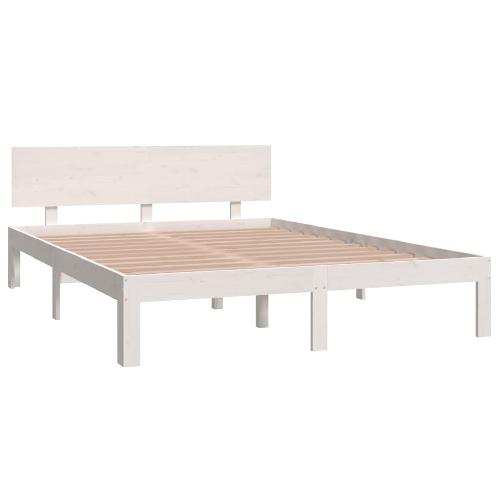 lite drewno sosnowe z zagłówkiem klasyczny 140x200 biały | Rama łóżka biała lite drewno sosnowe 140x200 cm nowoczesny zagłówek